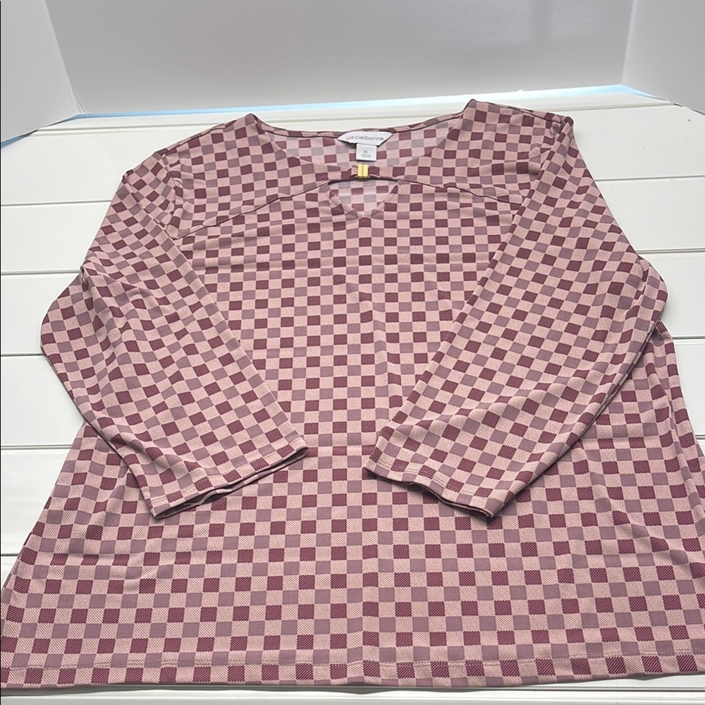 Liz Claiborne Pink Checkered Blouse